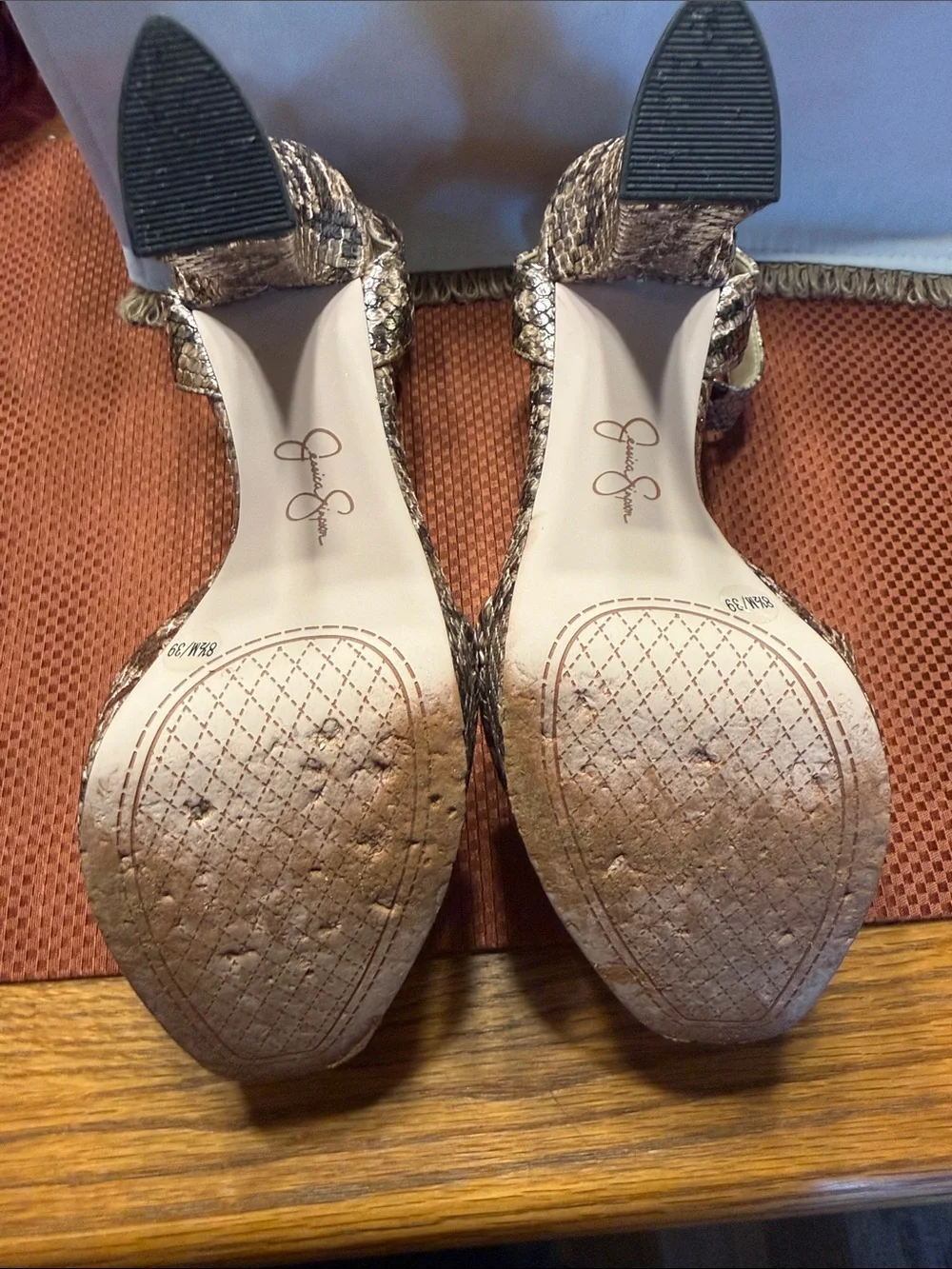 Jessica Simpson Brown Snake-Print Platform Sandals
